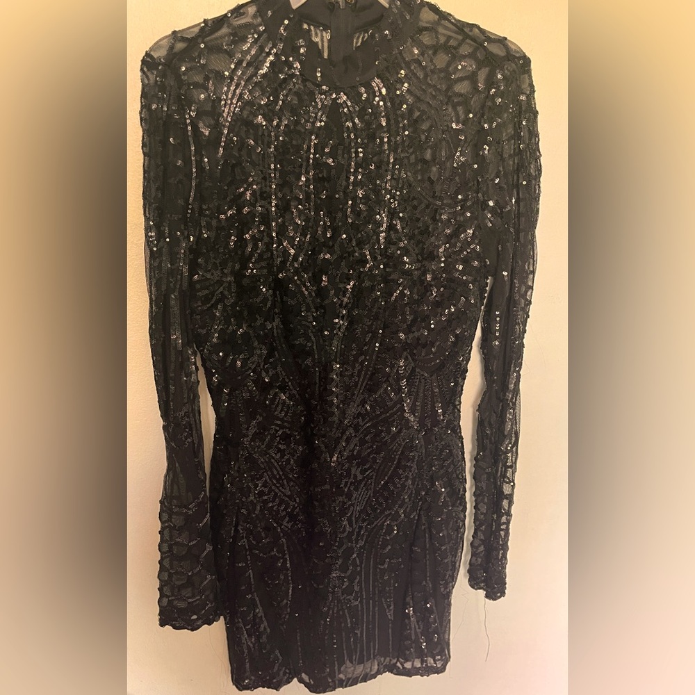 Black sequin hoco dress